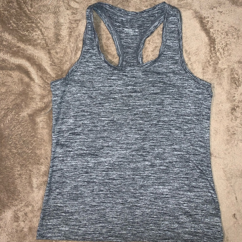 Heathered Gray and White Athletic Top